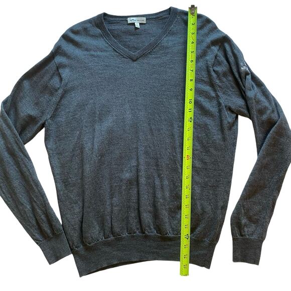 Peter Millar Sweater Mens Large Gray Merino Wool V-Neck Pullover Golf - Picture 4 of 7